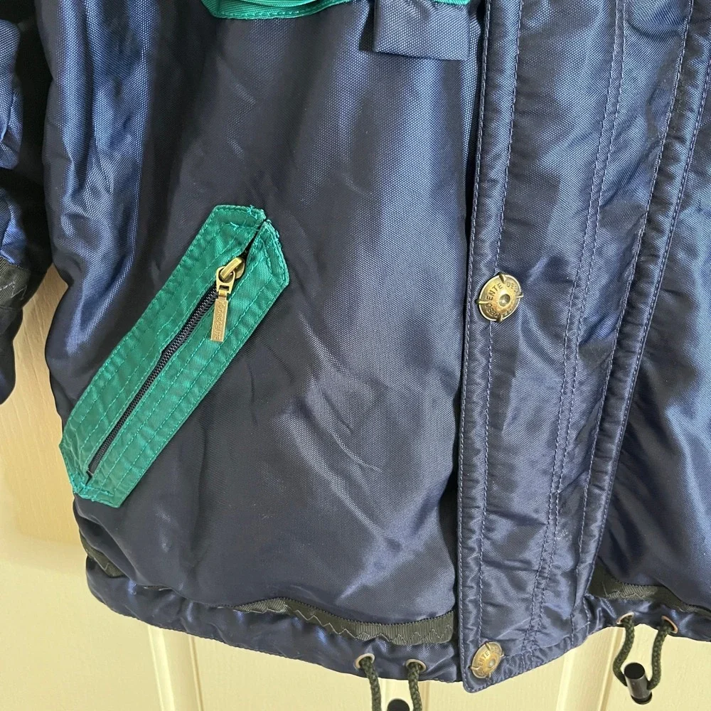 VTG Descente Men's Navy Teal Ski Snowboard Jacket Hooded Zip Up‎ Winter size XL